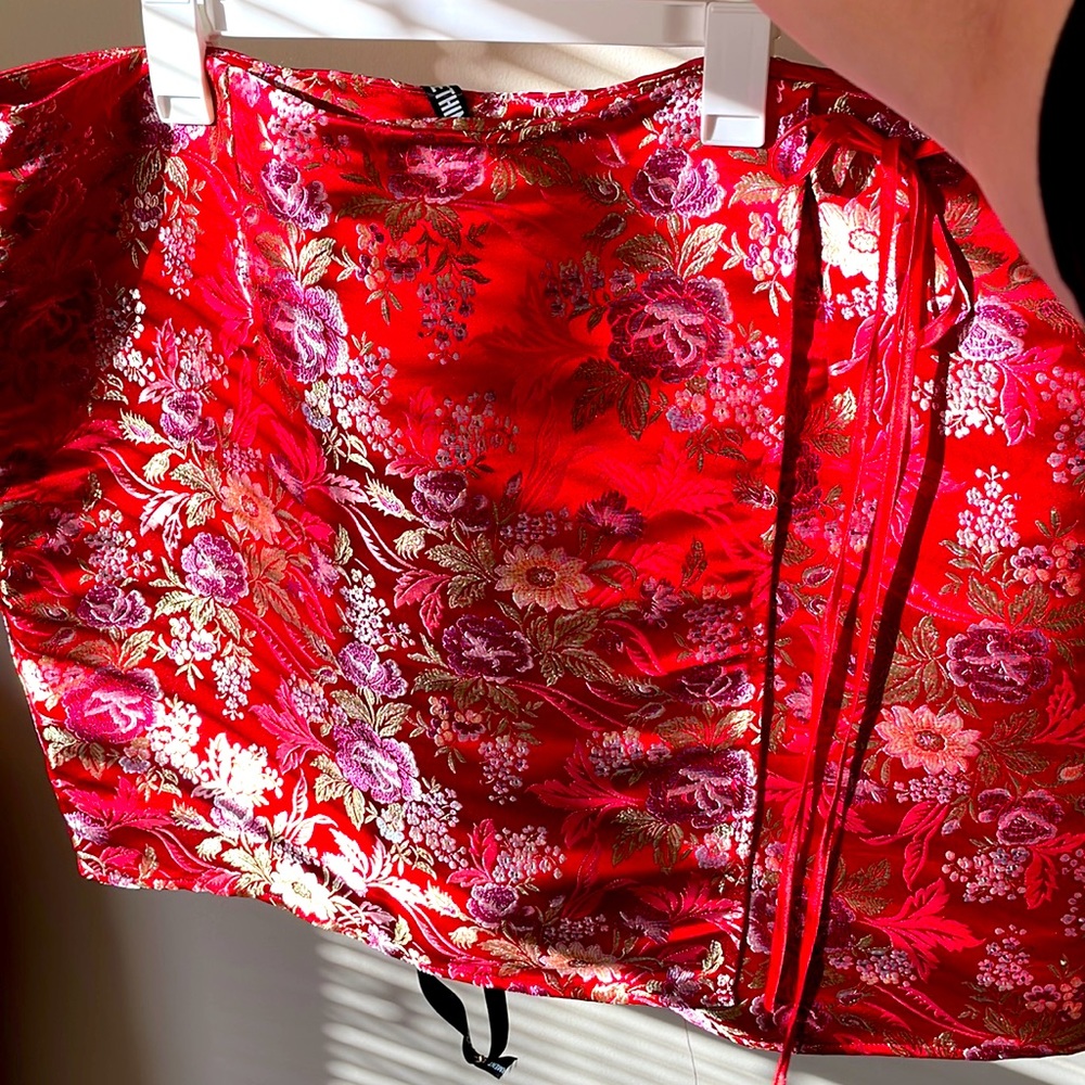 Plus red oriental wrap detail mini skirt, size 2X, never worn